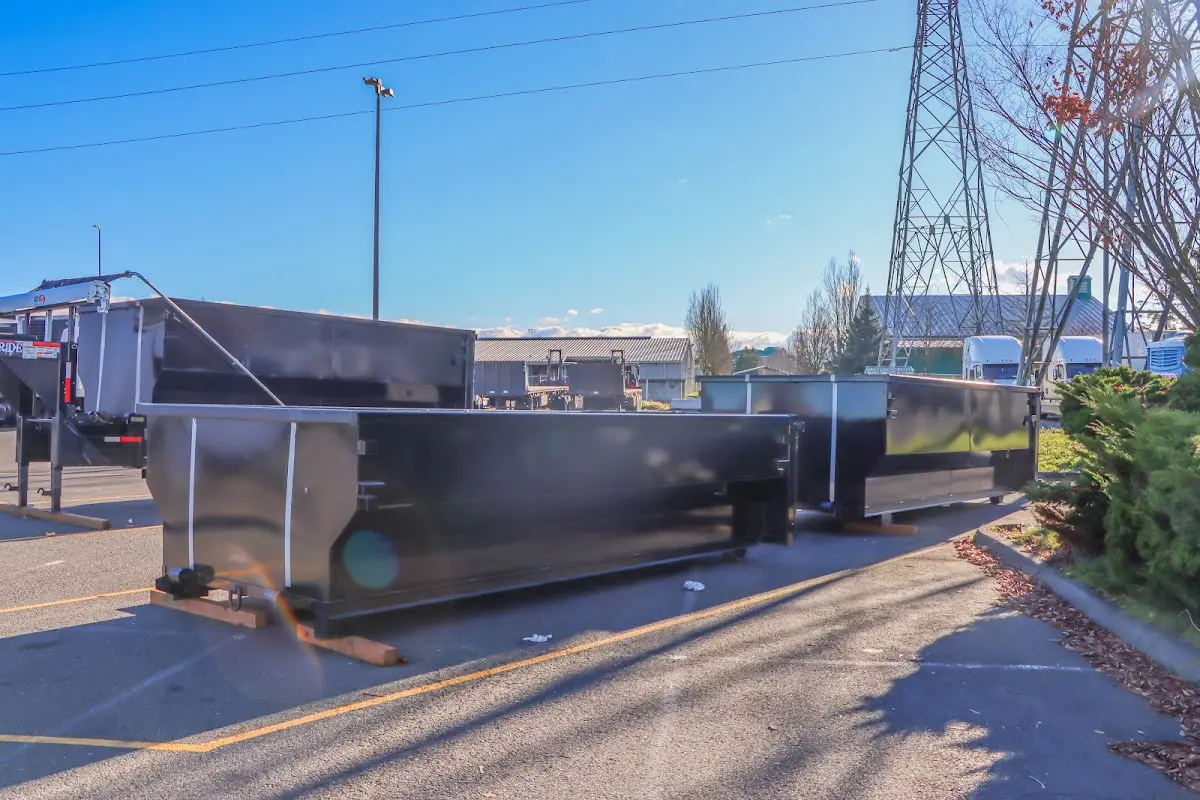Roll-off dumpster ready for waste disposal at job site for 15 Yard Dumpster Rental in Monterey Park
